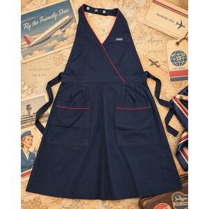 Vintage 1990s United Airlines Flight Attendant Apron Brookhurst Navy XS